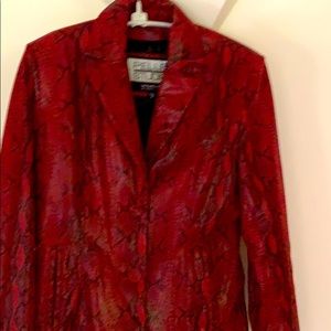 Leather jacket ruby red and black